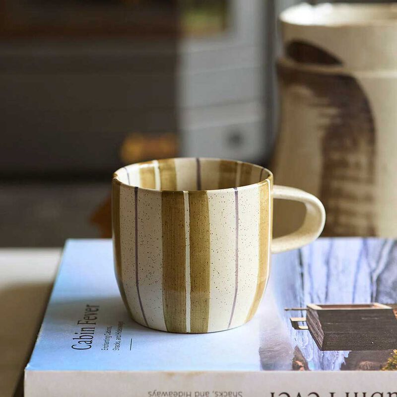 Robert Gordon Cat's Pyjamas Mug - Olive Stripe image number 1